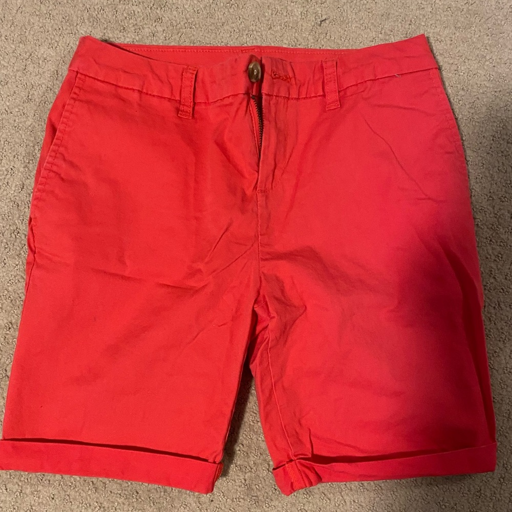 Coral Bermuda shorts. Run shorter than normal.